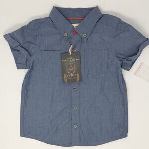 Rorie Whelan Toddler Short Sleeve Button Down Shirt - Denim Blue - 3T - NWT